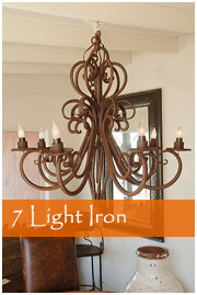 Seven light iron chandelier